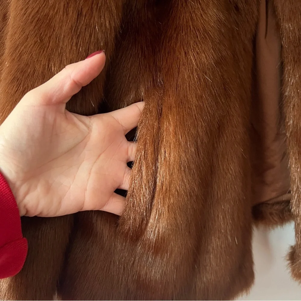 Sezane Lio Coat Rust Faux Fur Jacket Modacrylic Parisian Chic Size 6​